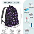 thumbnail image 5 of Butterfly and Purple Black Pattern Backpack for School, Cute School Bag with Adjustable Shoulder Straps and Padded Back, 16.9"x12.6"x5.9", 5 of 5