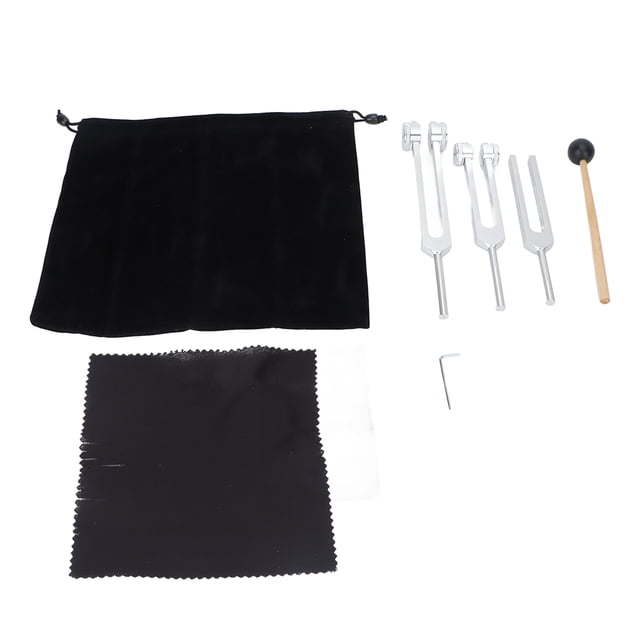 Juego de diapasones de aleación de aluminio para curación del sonido, 3 piezas (128 Hz, 256 Hz, 512 Hz)