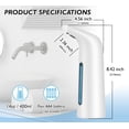 thumbnail image 5 of Dispensador automático de jabón sin contacto, dispensador de jabón líquido manos libres, dispensador automático de jabón para platos de mano de 14oz/400ml (blanco), 5 of 5