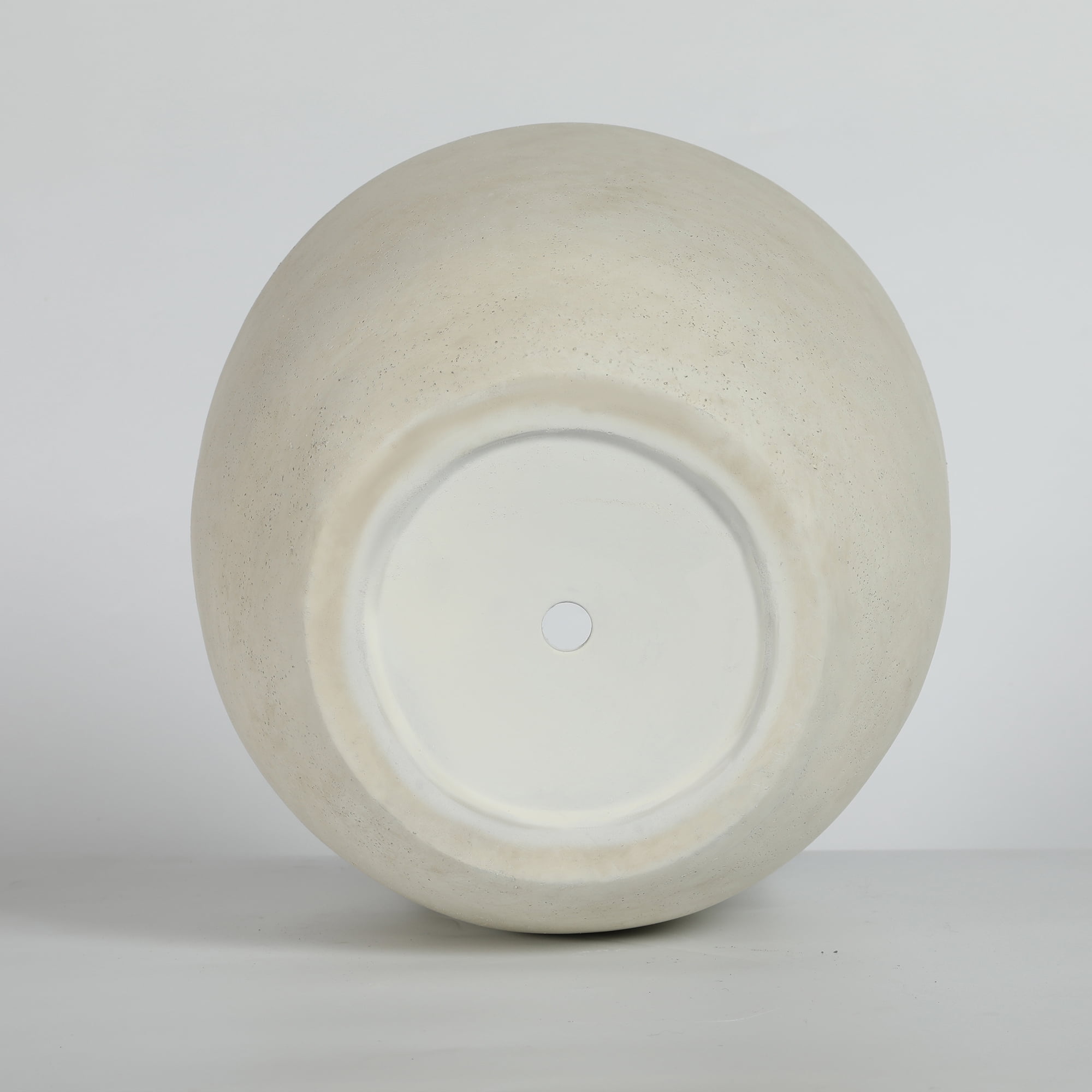 Set of 2 Round Concrete Planters with Drainage Holes, Handmade Rustic Magnesium Oxide Pots for Patio and Garden, White