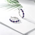 thumbnail image 4 of Gem Stone King 925 Sterling Silver Blue Created Sapphire and Red Created Ruby Hoop Earrings for Women (2.90 Cttw, Round 4MM and 1.9MM, Gemstone Birthstone 1 inch Diameter), 4 of 4