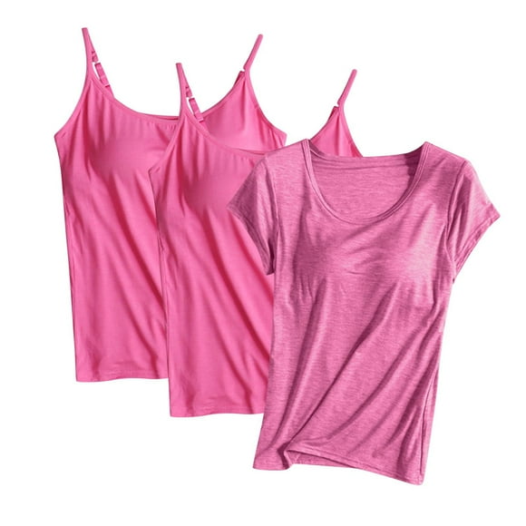 Tauxra Women's Cotton Camisole Tank Tops with Built-in Bra 3 Pack Wireless Shelf Bra Cami for Women Layering Shirts Casual Stretchy Soft Basic Undershirt Solid Black