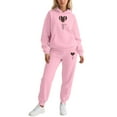 thumbnail image 3 of MAIHAN Womens Hooded Sweatsuits 2 Piece Outfits Heart Print Sweatshirt Hoodie Jogger Sweatpant Soft Solid Color Sweatsuits Set with Pockets Valentine Outfits(Pink,S), 3 of 5