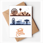 Amusement Park Facilities Outline Thank You Cards Envelopes Blank Note