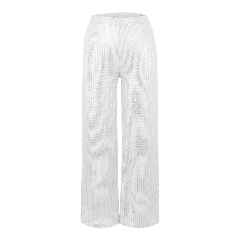 Susanny Sequin Pants Women High Waisted Sparkle Wide Leg