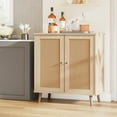 thumbnail image 6 of MELLCOM Buffet Cabinet, Kitchen Storage Cabinet, Sideboard Buffet Cabinet with Storage, with Rattan Decorated Doors and Solid Wood Feet, Natural, 6 of 8