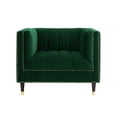 thumbnail image 3 of Nicole Miller Janie Velvet Club Chair Channel Tufted Nailhead Trim Metal Leg Tip, Hunter Green/Gold, 3 of 9