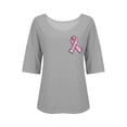 thumbnail image 5 of HLKJKLS Winter Clothing For Women V Neck Awareness Printed Mid Sleeve Shirt Polyester Casual Elastic Breast Cancer Gray S-3Xl, 5 of 5