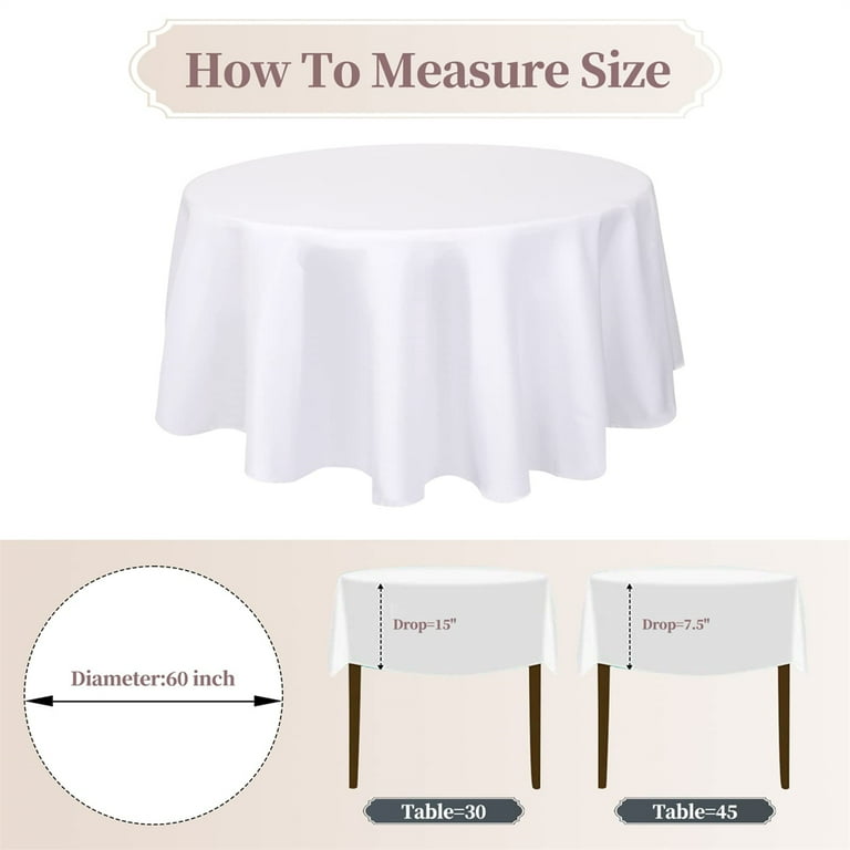 Pesonlook 4 Pack 60 Inch Round Tablecloth, Premium White Polyester Fabric  Table Cloth, Stain And Wrinkle Resistant Washable Circular Table Cover For  Wedding Dining Kitchen Banquet Parties Holiday - Walmart.Com