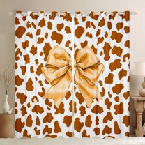 Homewish Kawaii Princess Ribbon Blackout Curtains Set of 2 (52x84 Each) for Girls, Fashion Brown Leopard Print Window Curtains, Cute Cartoon Curtains and Drapes, Curtains Blackout Home Decor
