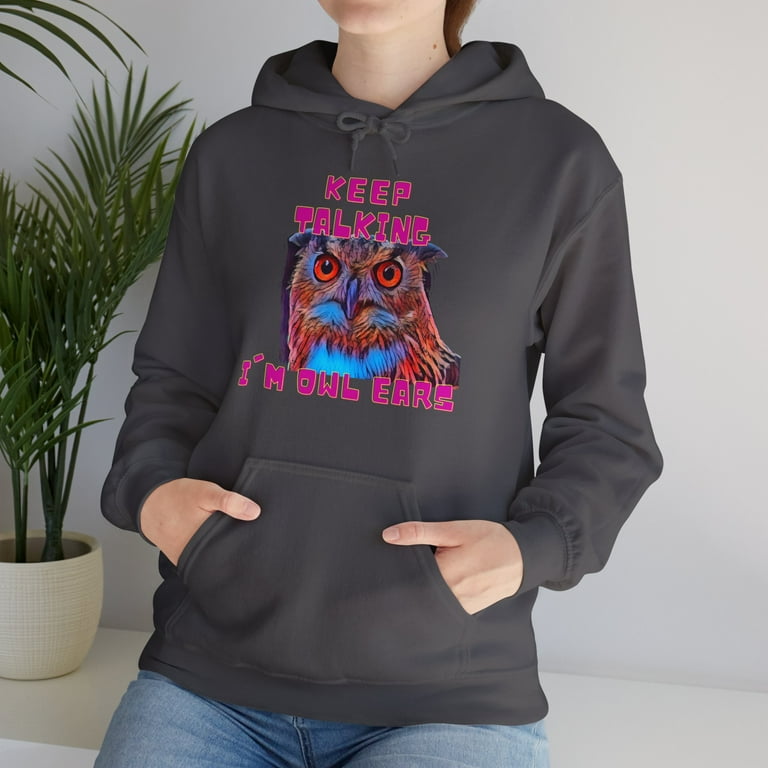 Meme Themes Owl Ears Heavy Blend Hoodie Adult Unisex Size Large Black