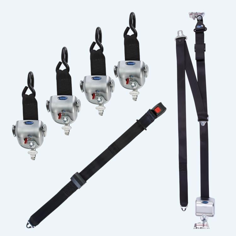 Q'Straint 4 QRT360 Retractors with LTrack Fittings and Retractable