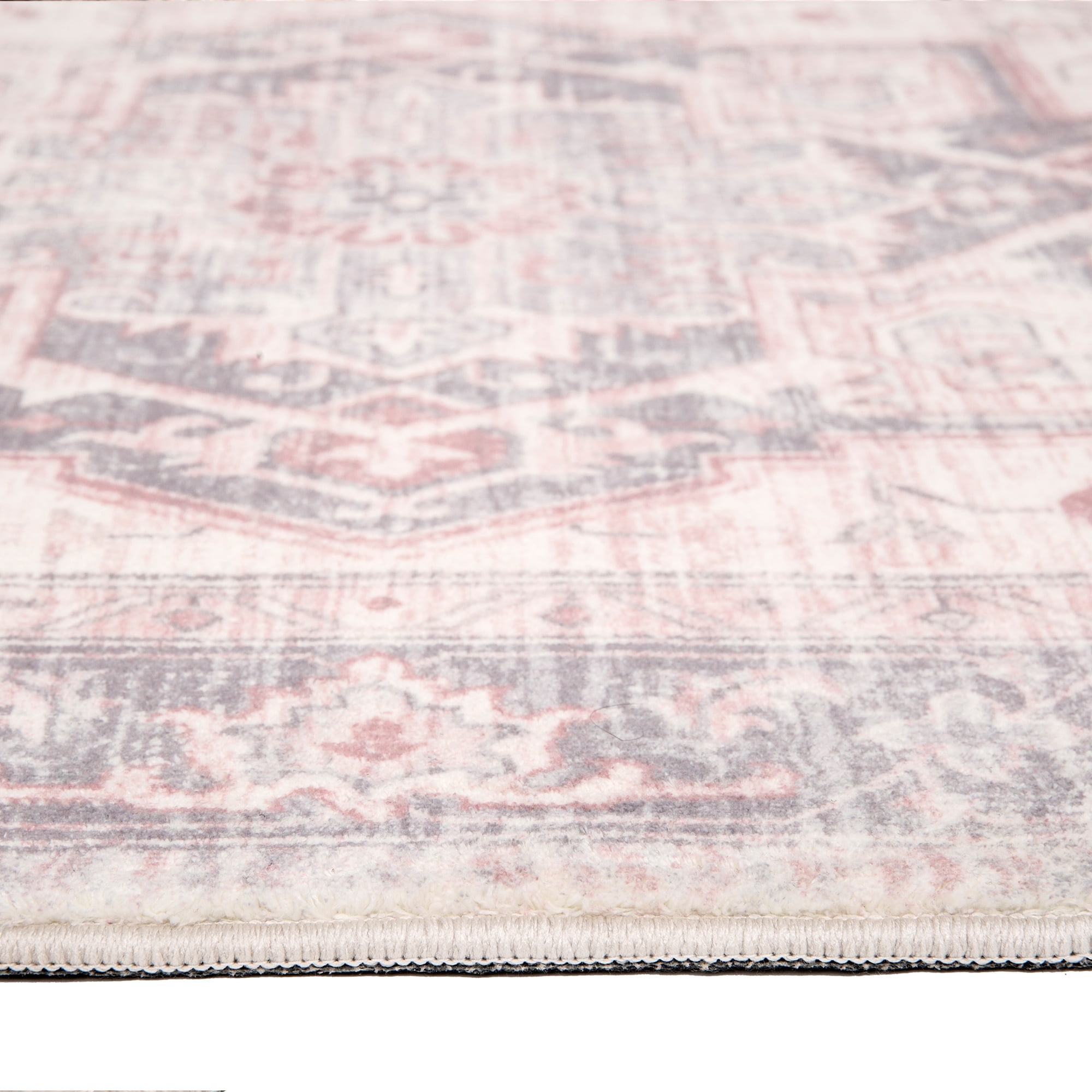 Levtex Home - Heritage Traditional - Rug/Carpet - 5 x 7 (60in. X 84in.) - Salmon, Pink, Grey and Cream - 100% Polyester - Woven Fabric Backing - Bedroom, Playroom, Family Room or Kids' Room