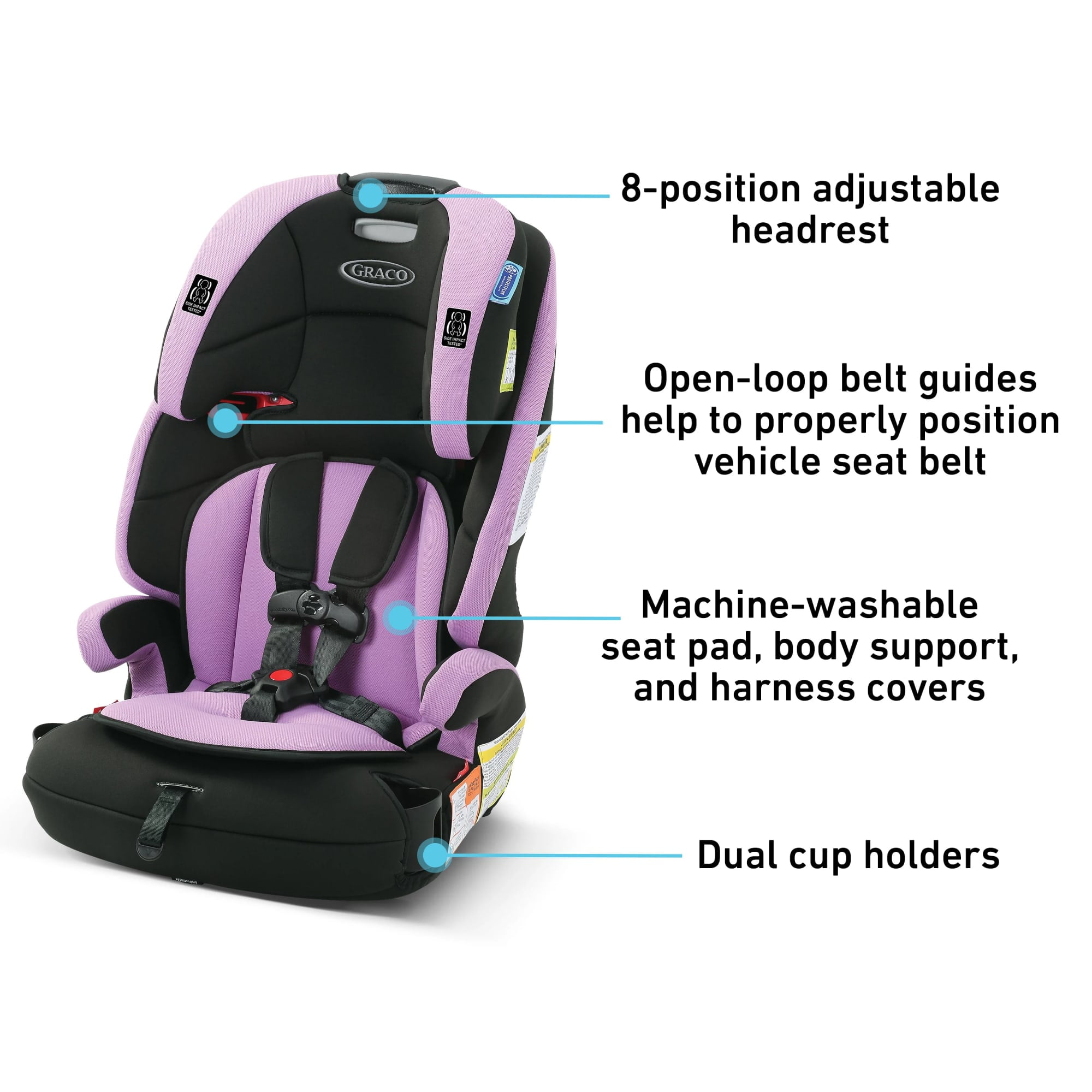 Graco Tranzitions 3-in-1 Forward Facing Harness Booster Car Seat, Marley, 14 lbs