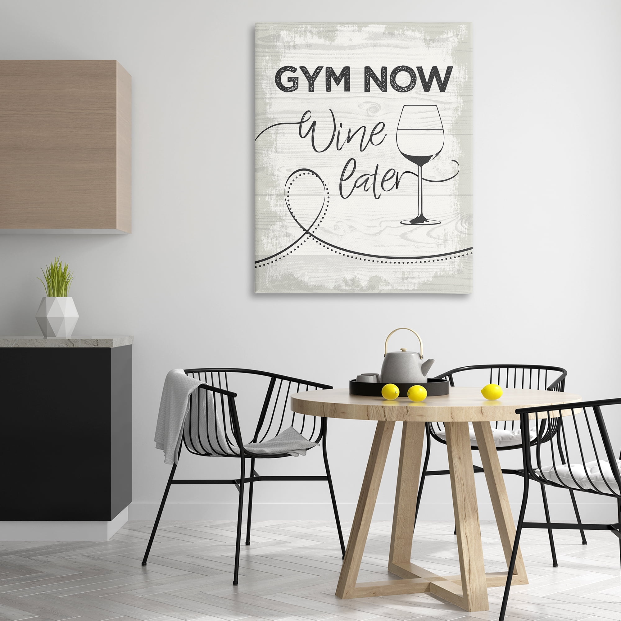 Stupell Industries Gym Now Wine Later Food & Beverage Painting Wrapped Canvas Art Print Wall Art, 36 x 48