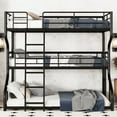 thumbnail image 6 of Bellemave Triple Bunk Beds for 3, Metal Full XL over Twin XL over Queen Bunk Bed Frame, Modern Heavy-Duty Steel Frame 3 Bunk Bed Built-in Ladder for Bedroom (Black), 6 of 10