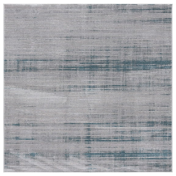 SAFAVIEH Martha Stewart Isabella Greta Striped Area Rug, Grey/Blue, 6'7" x 6'7" Square