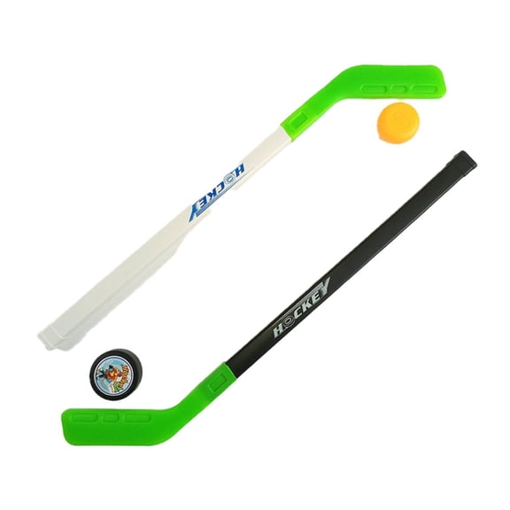 Juego de palos de hockey de calle para niños, juguete interactivo con 2 palos y 2 pelotas para entrenar al aire libre, en el patio y en las