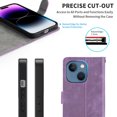 thumbnail image 6 of Wallet Case for iPhone 15,Card Slots[RFID Blocking],Durable Flip Folio Kickstand Magnetic Closure Retro Premium Leather Wallet Wrist Strap Shockproof Case For iPhone 15, Purple, 6 of 8