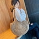 thumbnail image 1 of Bolsa Moda mujer verano tejido hueco redondo bolso de hombro bolsos grandes (caqui) Tmvgtek Para estrenar, 1 of 9