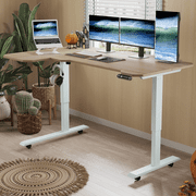 MXTARK 59-Inch Large Electric Height Adjustable Computer L-Shaped Desk with Memory Controller Corner Standing Desk Modern Workstation with Splice Board Game Ergonomic
