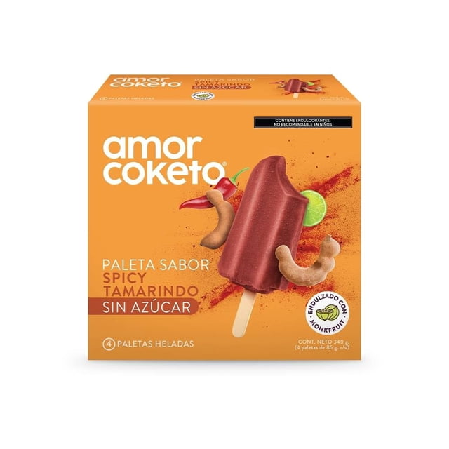 Paletas heladas Amor Coketo spicy tamarindo 4 pzas de 85 g c/u