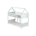 thumbnail image 5 of Dasun Twin Over Twin House Floor Bunk Bed with Headboards, Footboards and Guardrails, Ladder, Rubber Wood Bunk Bed with Safety Guardrails,White, 5 of 5