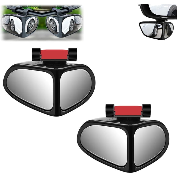 HD Car Blind Spot Elimination Mirror,New Car Side Mirror Blindspot, 360° Rotatable Adjustable Rain/Fog Resistant Rear View, Wide-Angle Dual-View Auxiliary Side Blind Spot Mirrors (Black, Right+Left)