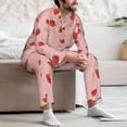 thumbnail image 7 of Naloa Strawberry Men’s Pajamas Set - Long Sleeve Button Down Sleep Shirt and Pajama Bottoms Sleepwear Set-Large, 7 of 7