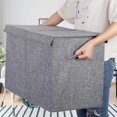 thumbnail image 4 of Large Toy Box Chest with Lid, Collapsible Storage Organizer for Kids, Nursery, Playroom, 25x13x16 Inch Linen Gray, 4 of 6