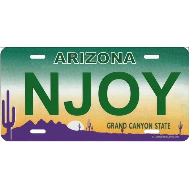 Arizona NJOY Photo License Plate Free Personalization on this Plate