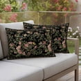 thumbnail image 4 of Spring Pillow Covers 2 Pack Oriental Traditional Ethnic Floral Birds Retro Black Linen Pillowcase Waterproof Outdoor Throw Pillow Cover for Patio Balcony Rectangular Cushion 20”x12”, 4 of 9