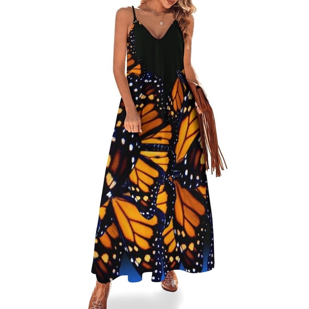 Vestido sin mangas de mariposa monarca azul ropa de verano vestidos