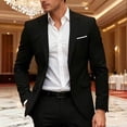 thumbnail image 4 of Fwqbns Men's Blazer Jacket Casual Long Sleeve Slim Fit One Button Sport Coats with Pocket for Work Business Daily Wear Black, 4 of 7