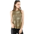 thumbnail image 4 of Camiseta Sin Mangas Allegra K Con chaleco Brillante Metálico Oro oscuro L, 4 of 6