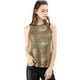thumbnail image 4 of Camiseta Sin Mangas Allegra K Chaleco Brillante Metálico Oro oscuro S para Mujer, 4 of 6