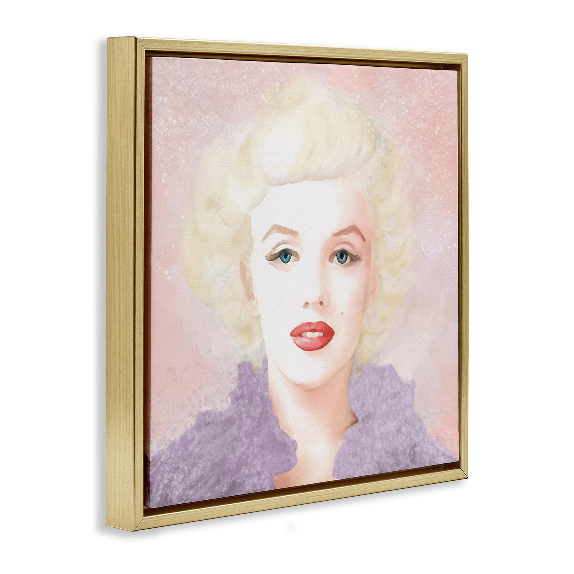 Stupell Industries Pastel Marilyn Portrait People Painting Gold Floater Framed Canvas Art Print Wall Art, 18 x 18
