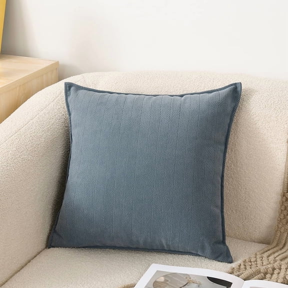 suxuMhao Decorative Chenille Throw Pillow-Stripe Print 18×18 IN Gray Blue,Bed Pillows Decorative for Bedroom,Decorative Sofa Pillows & Couch Throw Pillows,Sofa Pillows for Living Room,1 Piece
