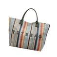 thumbnail image 4 of Bolso tote ligero con estampado de letras a rayas, ideal para vacaciones, ciudad, verano y negocios. Verde, 4 of 9