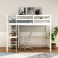 thumbnail image 2 of FSTAR Full Loft Bed Wood Frame Desk with Shelves and Under-Bed Desk White, 2 of 6