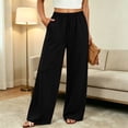 thumbnail image 6 of HomeDM Women's Sweatpants Drawstring Loose Lounge Pants with Pockets for Summer Casual Work Black L, 6 of 8
