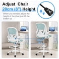 thumbnail image 4 of Coolhut Drafting Chair, Tall Office Chair Standing Desk Chair, Office Drafting Chair with Lumbar Support and Adjustable Footrest Ring, 300lbs, Light Blue, 4 of 7