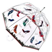 Galleria Shoe Craze Bubble Umbrella, Manual-Open Extra Large Quality Rain Stick Umbrella for Women, 48-inch canopy, unbreakable fiberglass ribs
