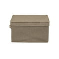 thumbnail image 4 of Household Essentials Large Fabric Storage Bins 2 Pack, Soft Poly Linen with Sturdy Sides, Attached Handle and Fully Removable Lid, Brown, 4 of 8