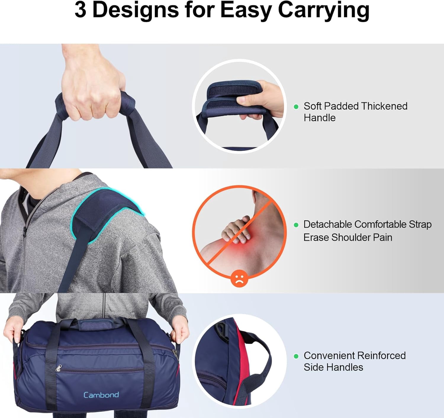Airport Luggage Checked Bag - 60L Travel Duffle Bag for 4-5 Day Short Trip, Compact Foldable Travel Duffel Bags for Traveling with Shoe Compartment for Men Women, Checked Luggage, Dark Blue
