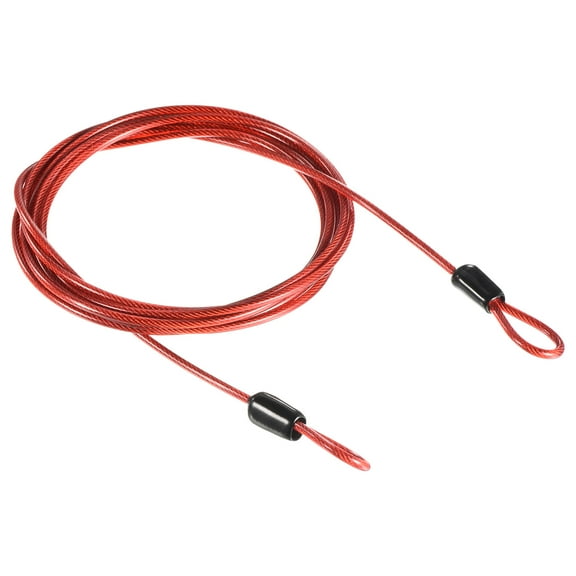 Uxcell 2.5mmx2m Coated Security Steel Cable Luggage Lock Wire Rope Double Loop Red