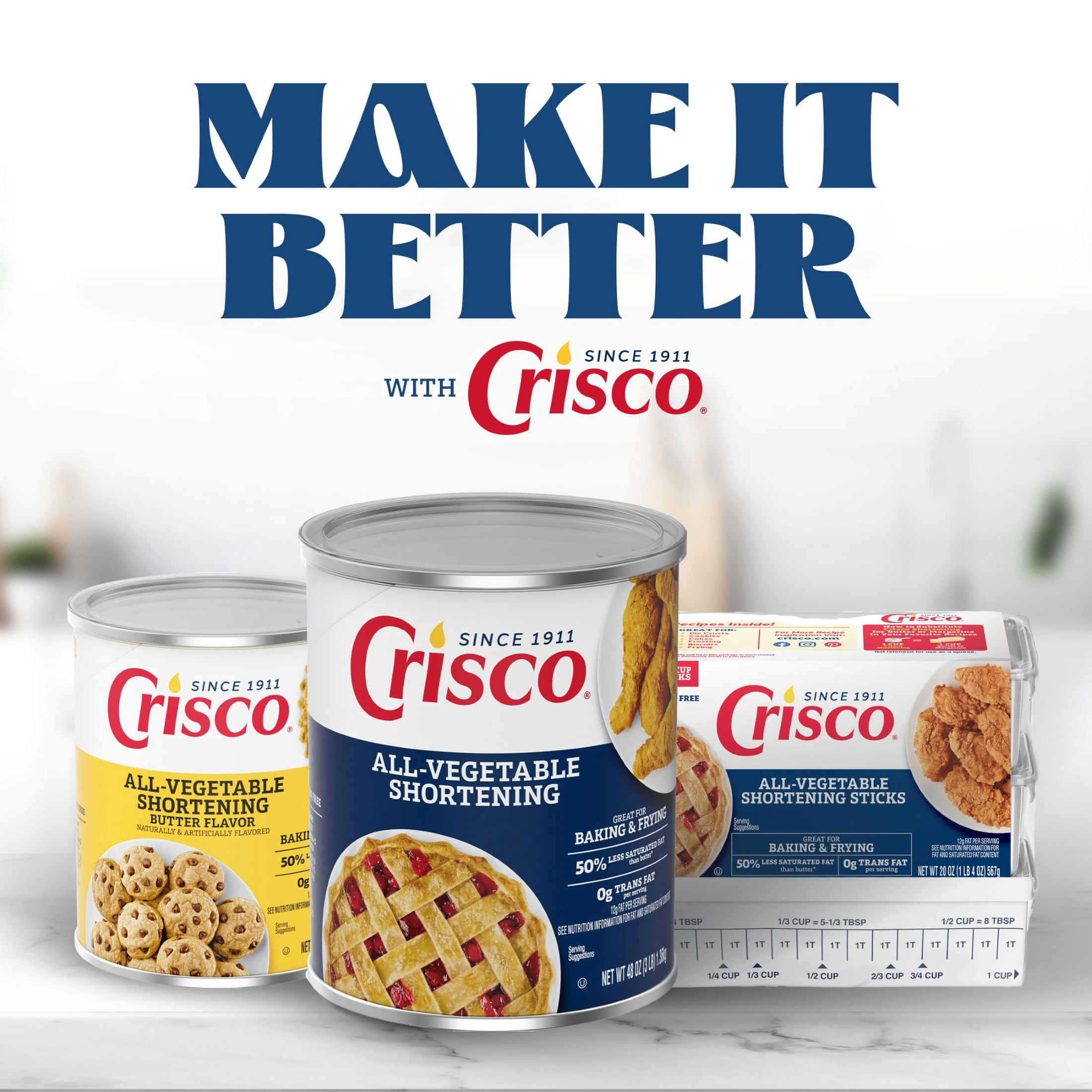 ​​Crisco All-Vegetable Shortening, Gluten Free Shortening, 48 oz Resealable Can​