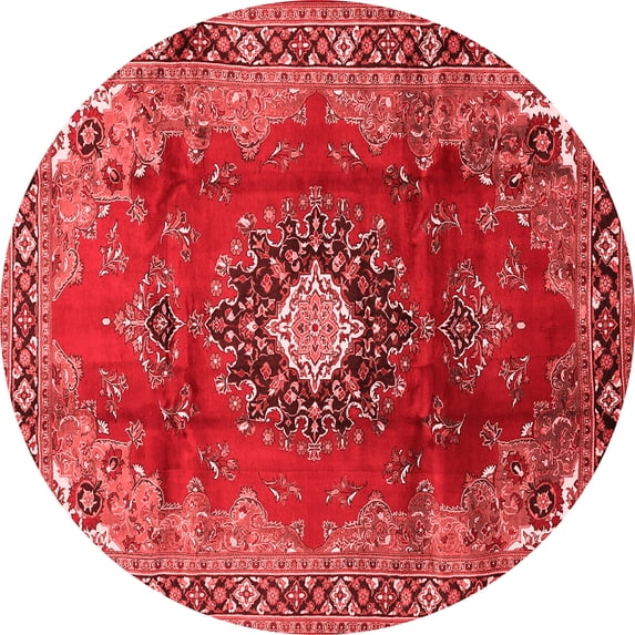Ahgly Company Indoor Round Medallion Red Traditional Area Rugs, 6' Round