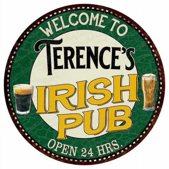Terence's Irish Pub 12" Round Metal Sign Kitchen Bar Wall Décor 200120036446