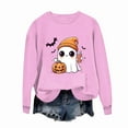 thumbnail image 2 of nerohusy Halloween Sweatshirt for Women Cute Spooky Season Sweatshirts Graphic Pumpkin Ghost Bats Sweater Plus Size Outfit 2025 Pink,L, 2 of 5